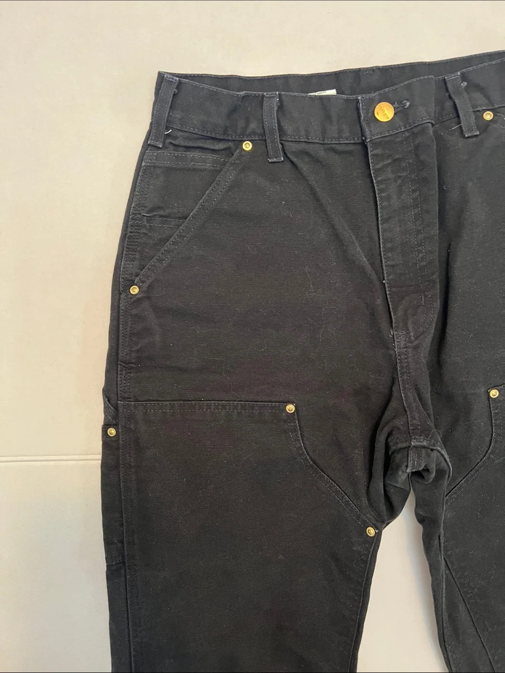 VINTAGE 2001 CARHARTT USA UNION MADE DOUBLE KNEE WORK PANTS BLACK SIZE 31x34